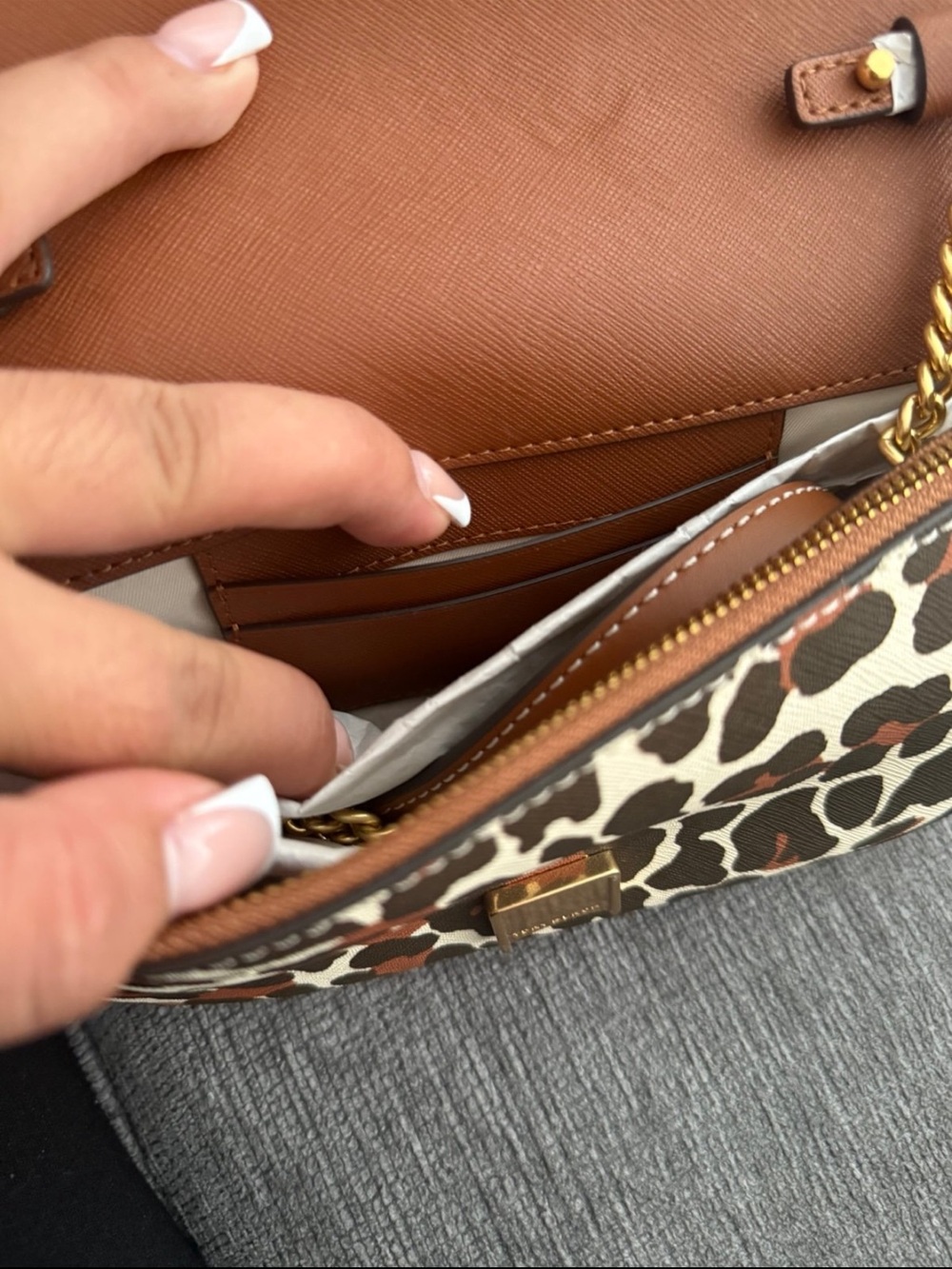 Tory Burch Leopard-Print Mini Top Handle Bag - Brown/White - Picture 6 of 11